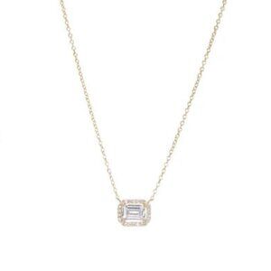 NWT  Adina Eden Pave Outlined Baguette Solitaire Pendant Necklace